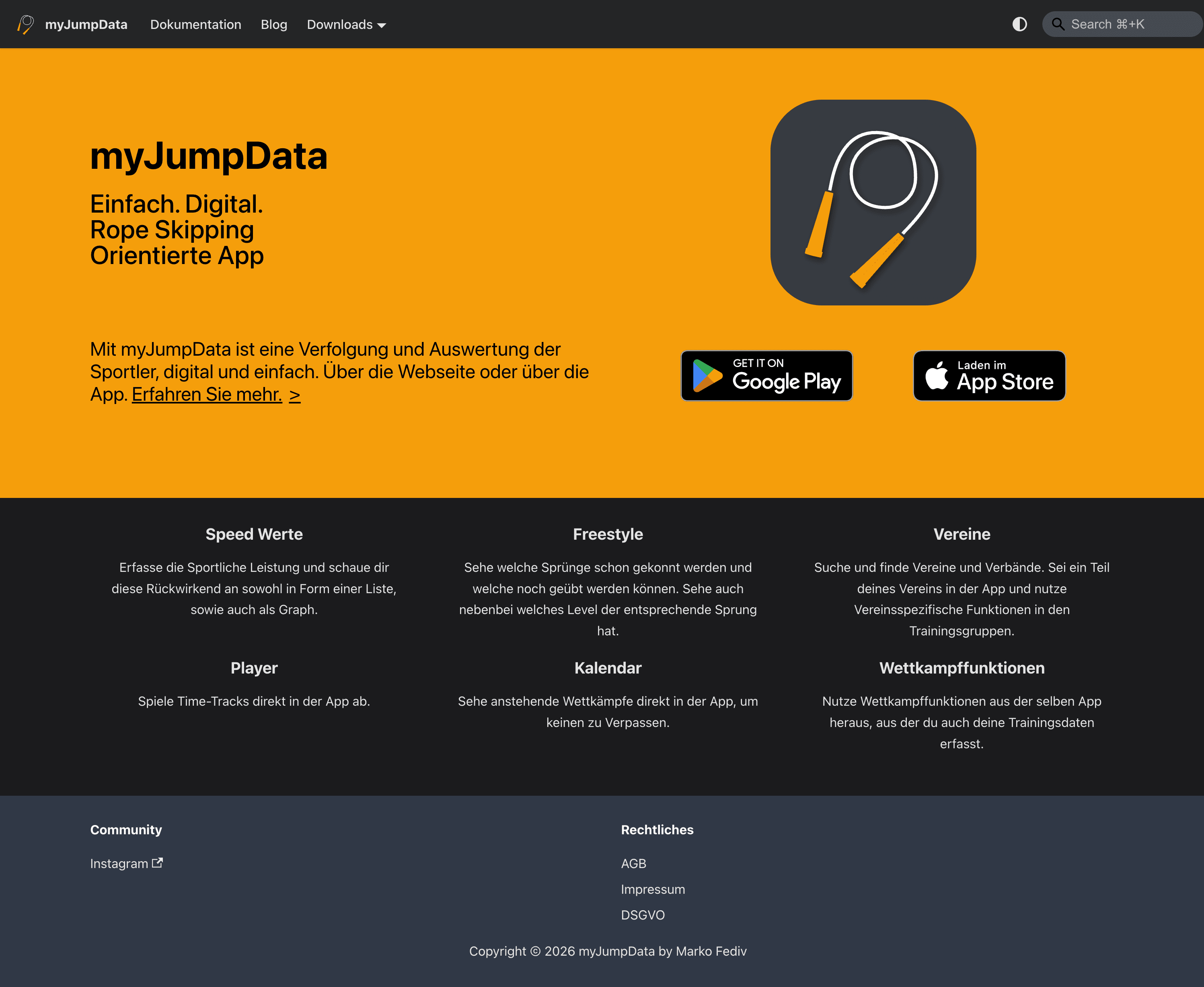 Screenshot von myJumpData
